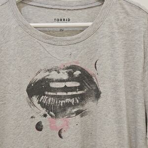 Torrid Gray Tee with Pink Lip Graphic